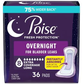 Overnight Incontinence & Postpartum Pads – 8 Drop Extra Coverage – 36 Count, Leak Protection