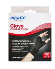 Equate Compression Glove, Black, One Size
