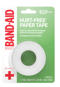 BAND-AID of First Aid Products Hurt-Free Medical Adhesive Paper Tape For Wound Care, Secure Bandages, Gauze & Wound Dressings, Easy Tear Tape, Non-Irr