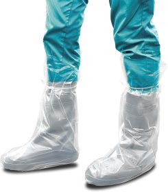 Pack of 50 Clear Low Density Polyethylene XXXL Size Disposable Boot Covers with Ties 2 Mil Thickness for Industrial Use Transparent Water-Resista