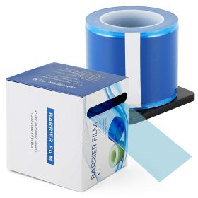 Universal Barrier Film 4" x 6". Roll of 1200 Disposable Adhesive Blue Tape in Dispenser Box. Protective Plastic 2 mil Sheets for Dental, Tattoo, Medic