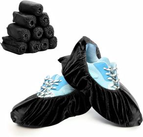 100 Pack of Disposable PP Shoe Covers One Size Fit Most Black Non-Slip Shoe Protectors Industrial Grade Shoe Covering Recyclable Boot Covers Ligh
