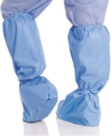 Disposable Boot Covers 18" Tall. Pack of 10 Blue Shoe Covers. PP 50 gsm Splash Proof Shoes Protectors. 5 Pairs of Thick Protective Booties Coveri