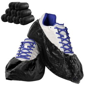 Black Waterproof Shoe Covers Disposable Non Slip 16.5 x 6.5 inch. Pack of 100 CPE Disposable Shoe Covers for Indoors. Outdoors Shoe Booties Dispo
