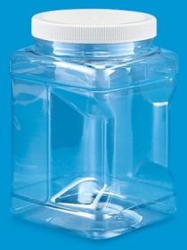 Clear Food Grade PET Plastic Square Grip Storage Jar w/Cap - 48 Fluid Ounces (4-5 Cup Storage Capacity) BUY 1 GET 1 FREE (MIX AND MATCH - PROMO A