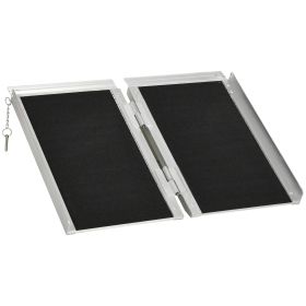 HOMCOM Portable Wheelchair Ramp, 2ft Aluminum, Folding for Easy Home Access, Stairs, and Doorways