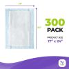 Underpads 17 X 24. Pack of 300 Disposable Fluff/Polymer Underpads for Incontinence, General procedures and Wound Care. Light Absorbency. Blue Poly bac