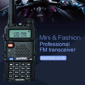 Baofeng UV-5R Two-way Wireless Intercom 1800mAh Lithium-ion Battery Black One Pack,Prohibited Platform Temu (Color: Black)