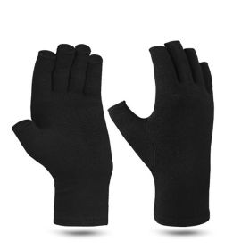 1pair Fingerless Compression Gloves For Arthritis; Carpal Tunnel; Swelling; Tendonitis & Hand Discomfort (Order A Size Up) (Color: Black, size: L)