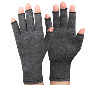 Winter Compression Arthritis Gloves Rehabilitation Fingerless Gloves Anti Arthritis Therapy Gloves Wrist Support Wristband (Color: grey, size: S)