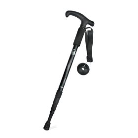 Four-Section Curved Handle Trekking Pole for Camping (Type: Walking Sticks, Color: Black)