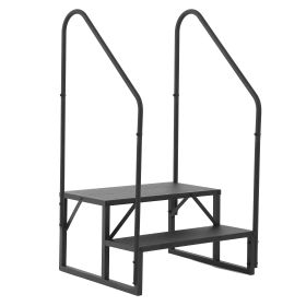 Hot Tub Steps Outdoor, 2 RV Steps with Handrail, Portable RV Stairs 3 Step, Heavy Duty Truck Camper Steps Ladders for Travel Trailers, 5th Wheel, Moto (size: 2 step 2 handrails)