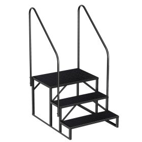 Hot Tub Steps Outdoor, 2 RV Steps with Handrail, Portable RV Stairs 3 Step, Heavy Duty Truck Camper Steps Ladders for Travel Trailers, 5th Wheel, Moto (size: 3 step 2 handrails)