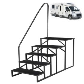 Hot Tub Steps Outdoor, 2 RV Steps with Handrail, Portable RV Stairs 3 Step, Heavy Duty Truck Camper Steps Ladders for Travel Trailers, 5th Wheel, Moto (size: 5 Steps)