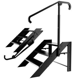 Step Stool Foldable, Step Ladder 2, 3, 4 Step Folding, RV Steps With Height Adjustable Handrail And Non Slip Feets, Hot Tub Steps For Home, Travel Tra (size: 3 Step)