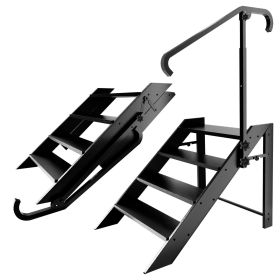 Step Stool Foldable, Step Ladder 2, 3, 4 Step Folding, RV Steps With Height Adjustable Handrail And Non Slip Feets, Hot Tub Steps For Home, Travel Tra (size: 4 Step)