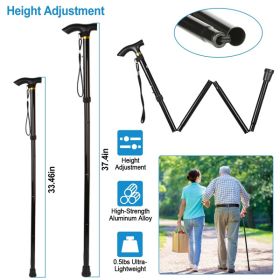 Travel Folding Trekking Hiking Pole,Collapsible Cane Adjustable Walking Stick Portable Mobility Aid for Women Men Hikers Gift,Black (Color: as picture)