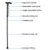 Travel Folding Trekking Hiking Pole,Collapsible Cane Adjustable Walking Stick Portable Mobility Aid for Women Men Hikers Gift,Black